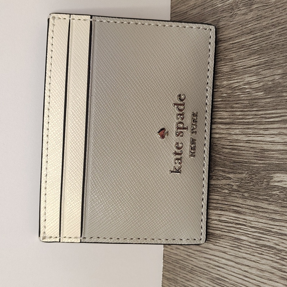 Kate Spade Elegant Gray and Cream Slim Card Holder